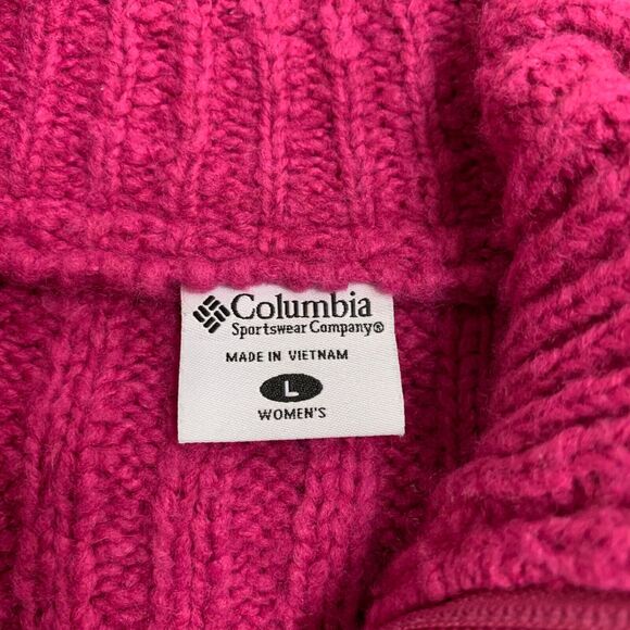 Columbia Jacket Women L Large Pink Media Wool Blend Knitted Back Full Zip Vest - Picture 10 of 14
